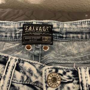 Salvage Havoc Slim Straight Fit Light Wash Distressed Denim Jeans